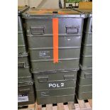 2x Aluminium storage containers - L 790 x W 590 x H 620mm