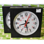 2x Leitch ADC-5112 Studio wall mount clocks - cracked clock face - 12 inch - 230V