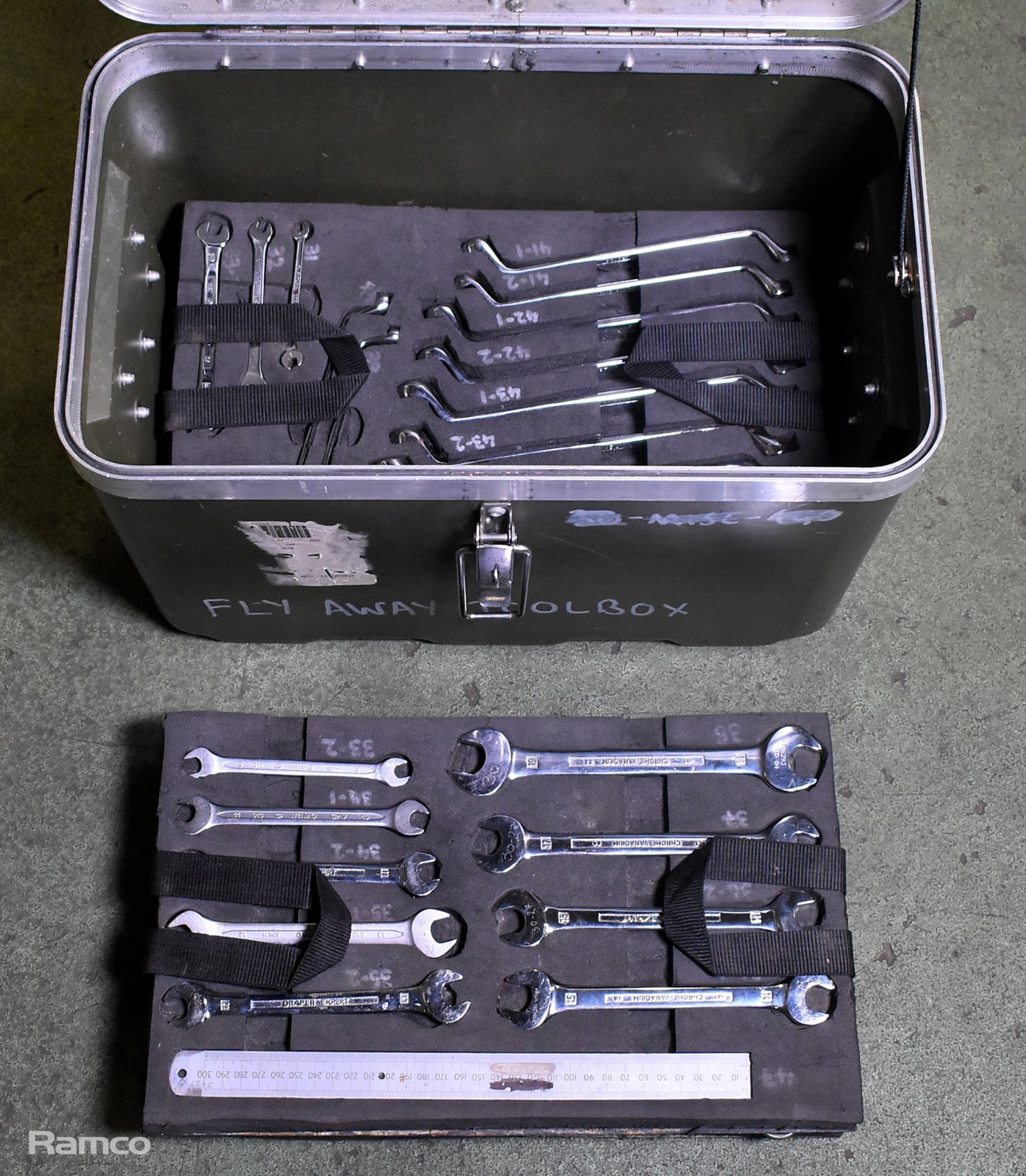 Multiple piece tool kit in foam trays - spanners, screwdrivers, hammers, pliers - Image 11 of 15