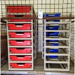3x 8 drawer plastic storage unit and spare empty rack