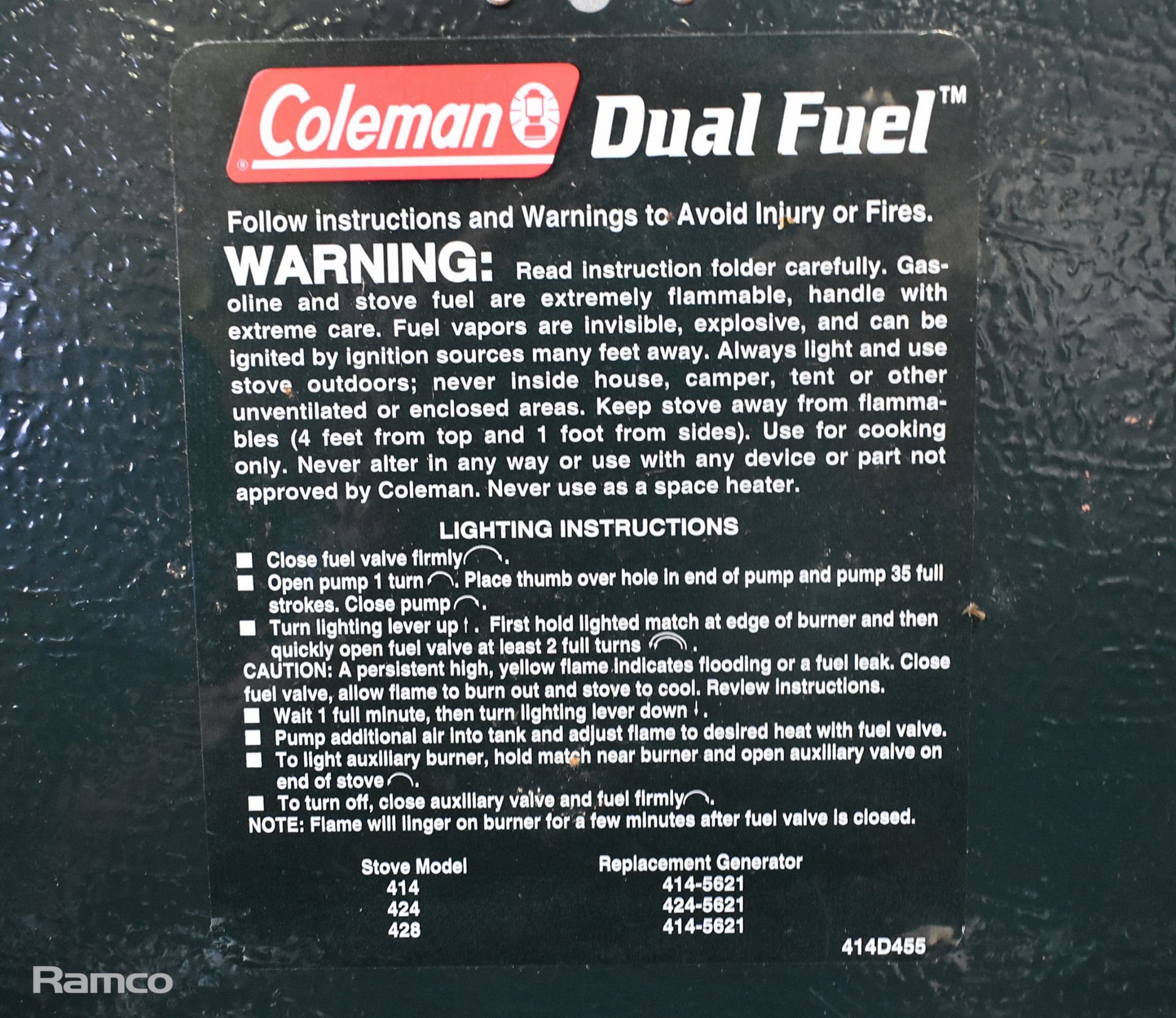 Coleman dual fuel twin burner gasoline camping stove - Image 5 of 8