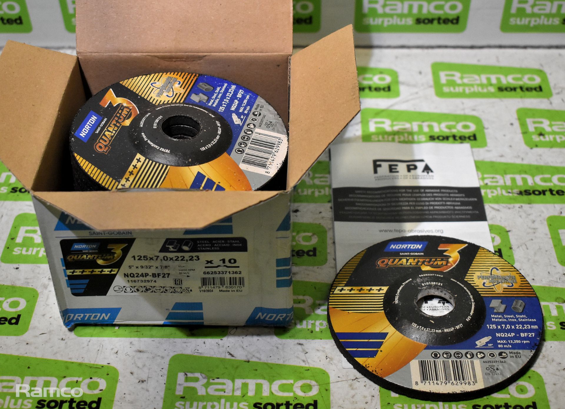 16x boxes of Norton Quantum 3 grinding wheels - 125 x 7.0 x 22.23 - approx 10 wheels per box - Image 4 of 6