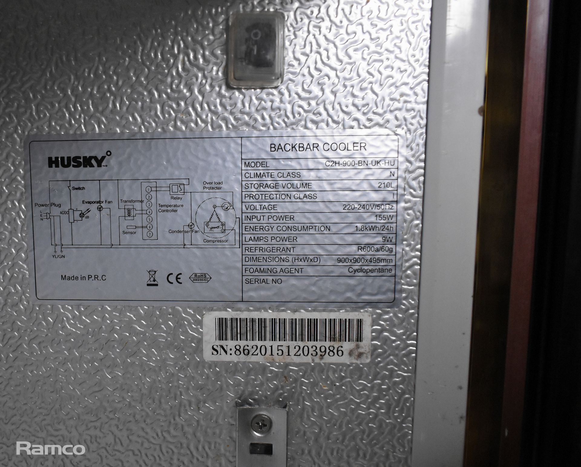 Husky C2H-900-BN-UK-HU double door bottle cooler - damage to handle - W 900 x D 500 x H 880mm - Image 3 of 5