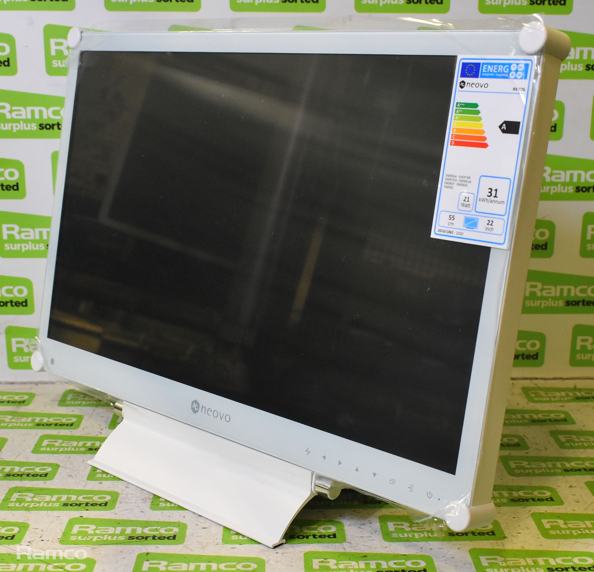 AG Neovo 21.5inch 1080p semi-industrial monitor with metal casing in white - boxed with accessories - Image 6 of 10