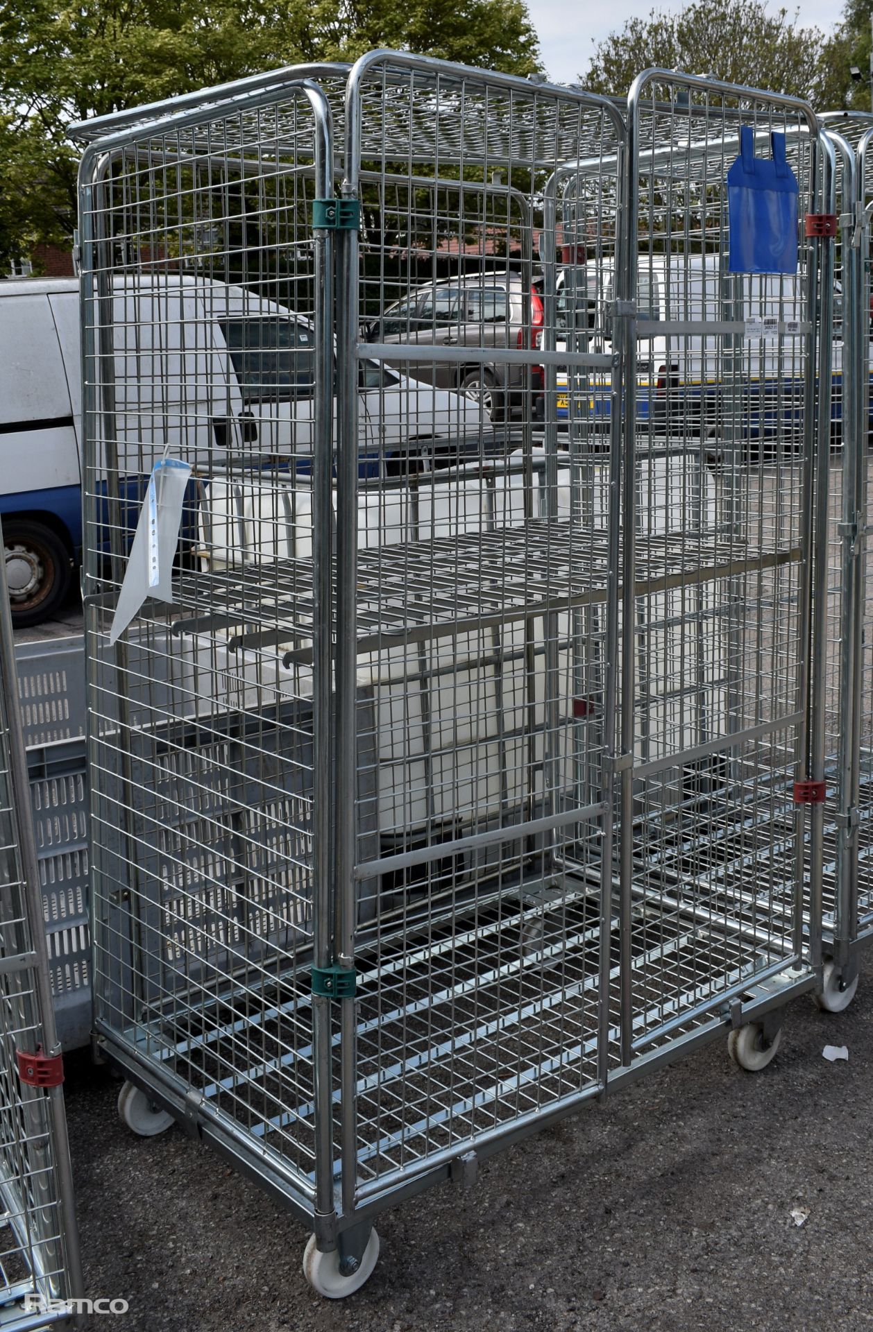 Mobile metal cage trolley - W 1200 x D 830 x H 1855mm - Image 3 of 3