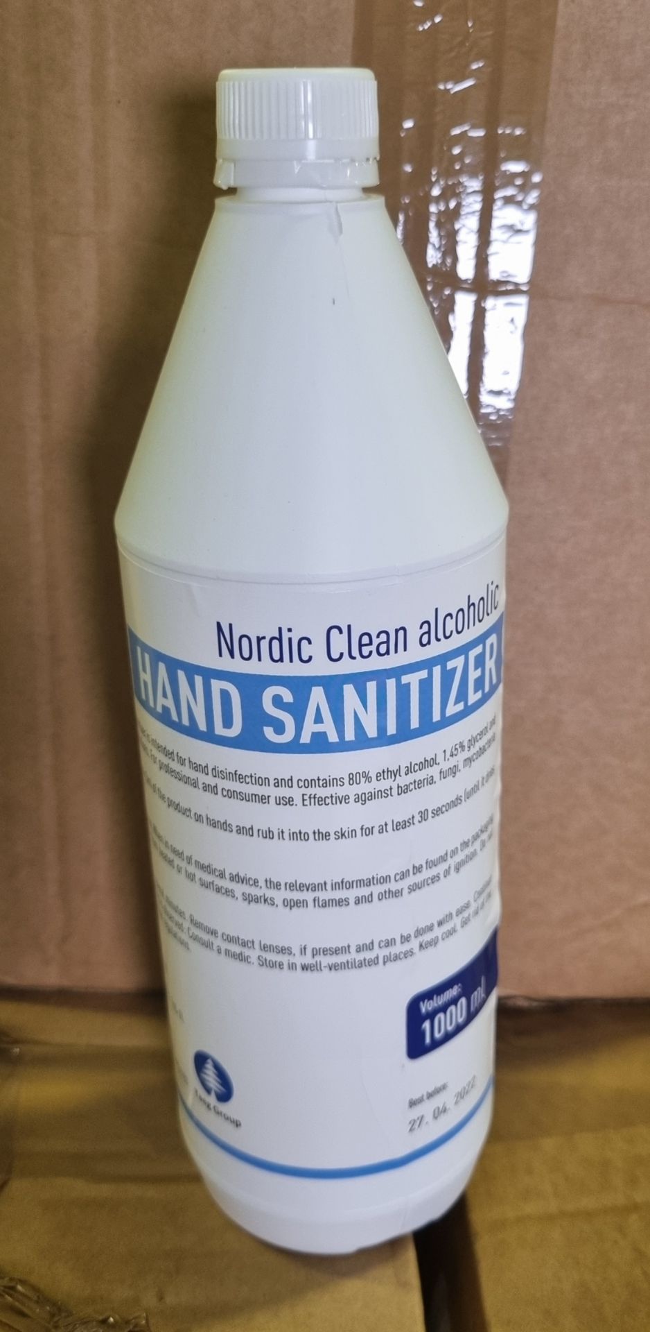 31x boxes of Nordic Clean hand sanitizer - 12x 1000ml bottles per box - OUT OF DATE