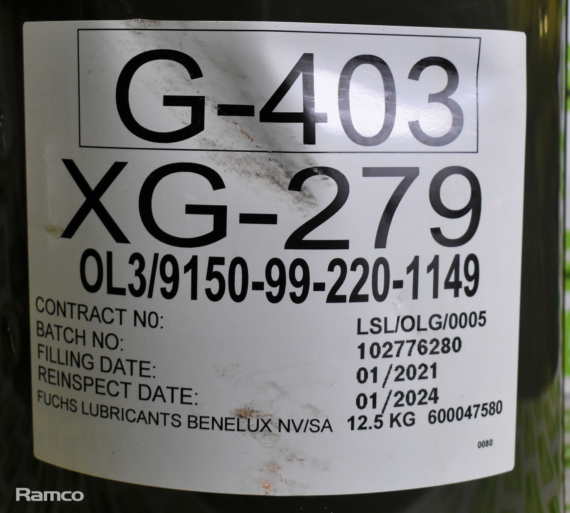 Fuchs Lubricants G-403 - XG-279 grease - reinspect date 01/2024 - NOT FOR EXPORT - Image 2 of 2