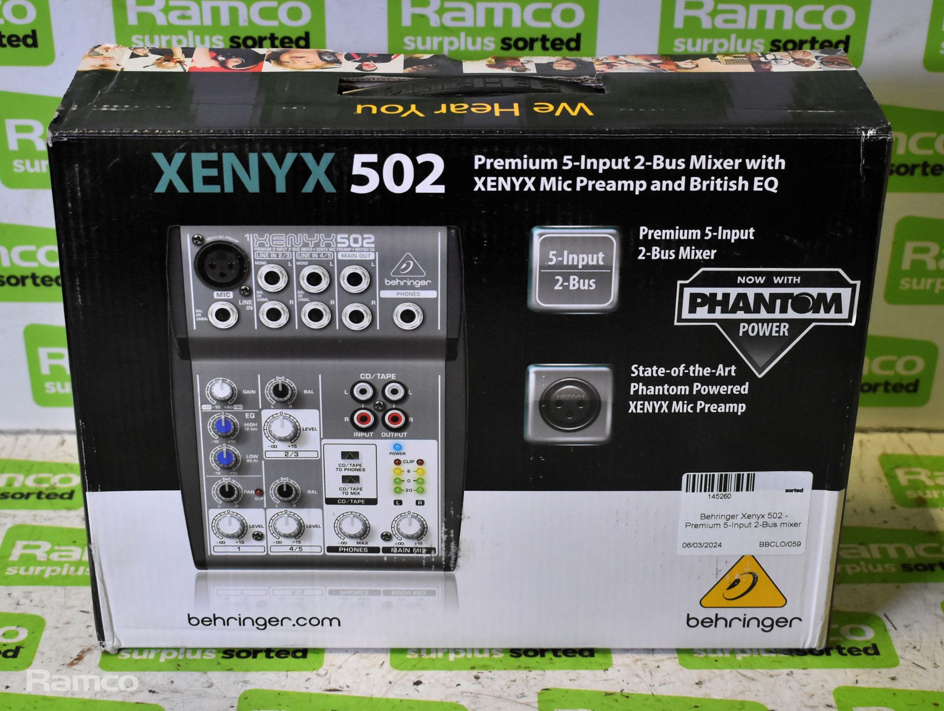 Behringer Xenyx 502 - Premium 5-Input 2-Bus mixer - Image 5 of 6