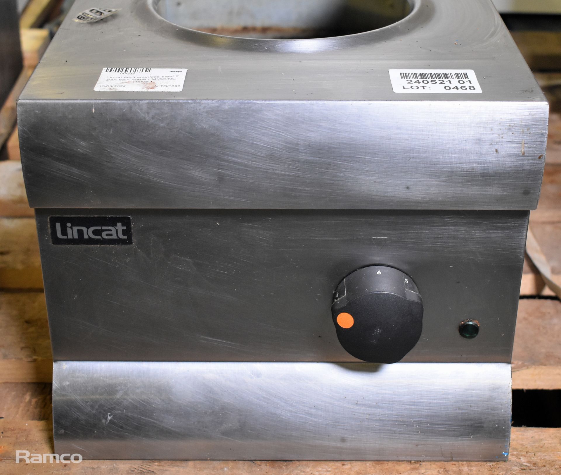 Lincat BS3 stainless steel 2 pan bain marie - MISSING PANS - Image 3 of 4