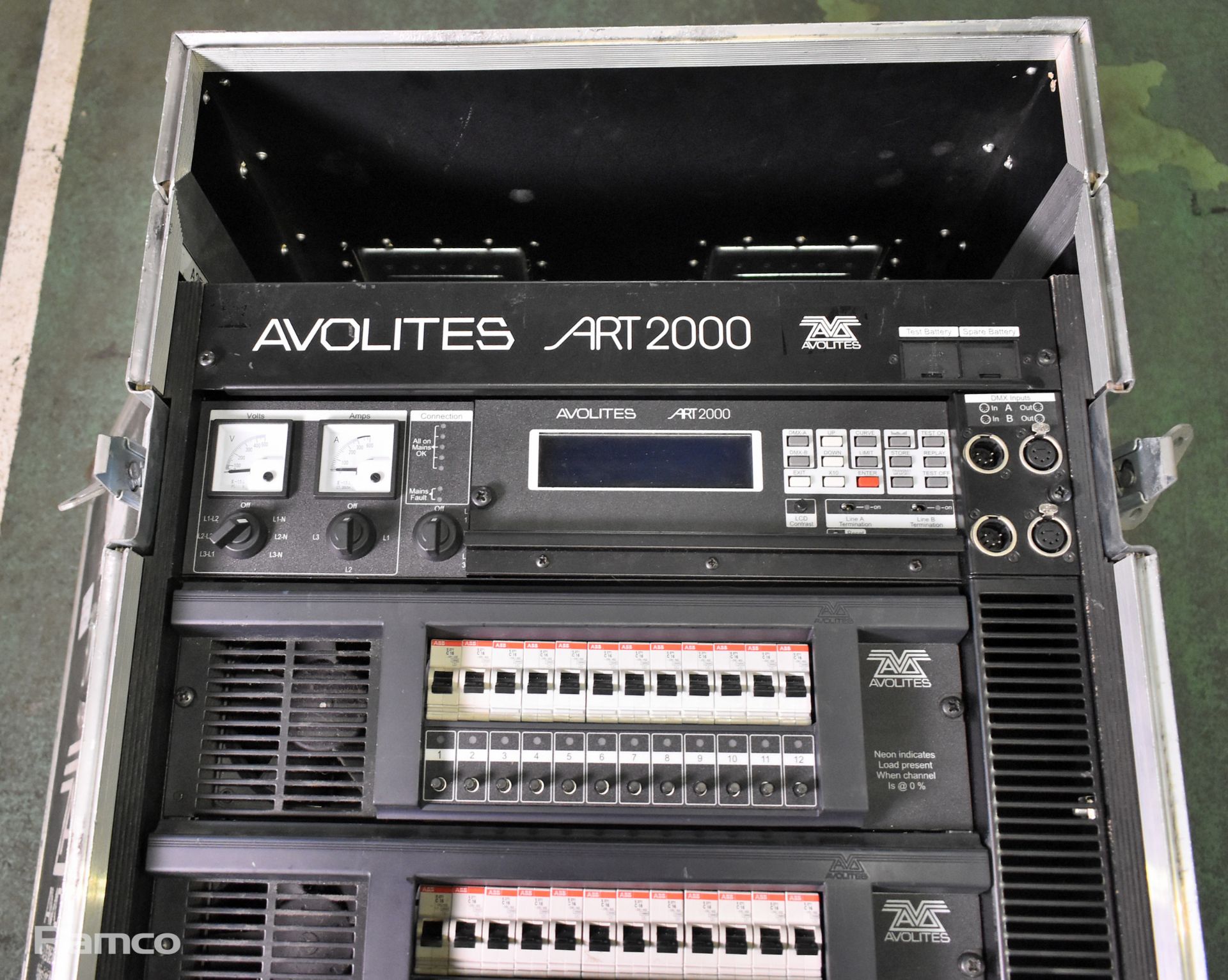Avolites ART2000 dimmer rack 36 dim/12 hot - powerlock in soca out - with flight case - Image 3 of 10