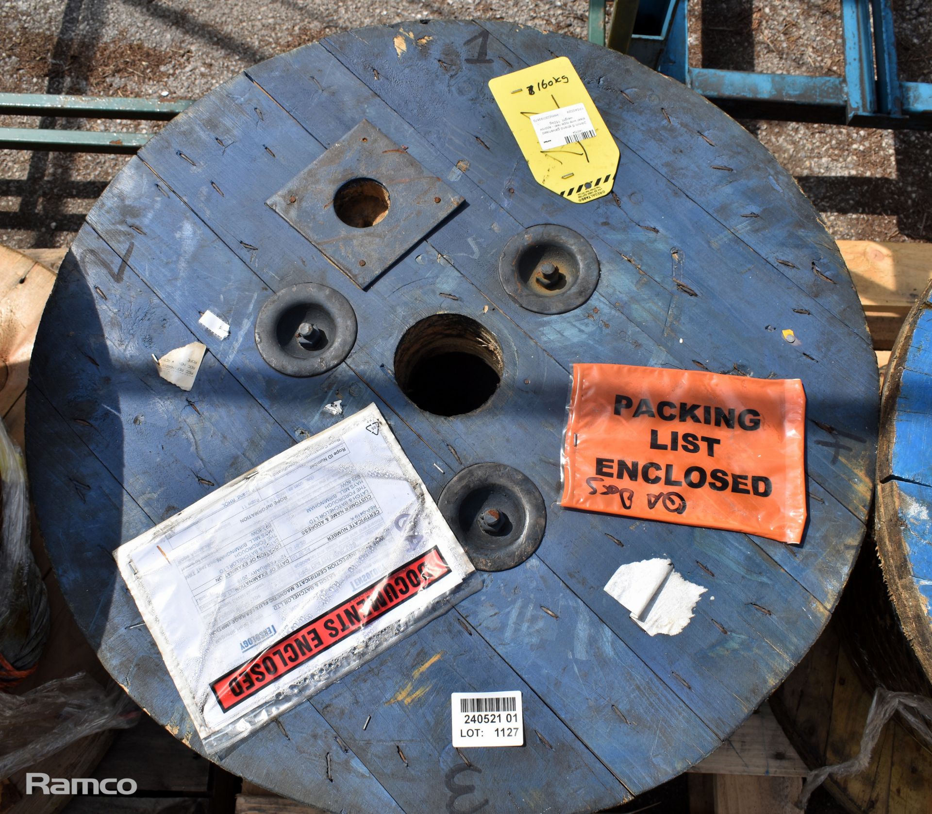 24mm 6 strand galvanised steel wire rope reel - approx weight: 150kg - Image 2 of 3