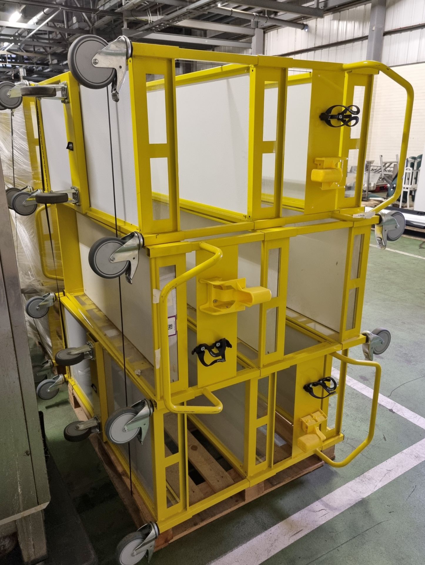 3x Yellow 3-tier general use trolleys - W 1440 x D 550 x H 1150mm - Image 3 of 4