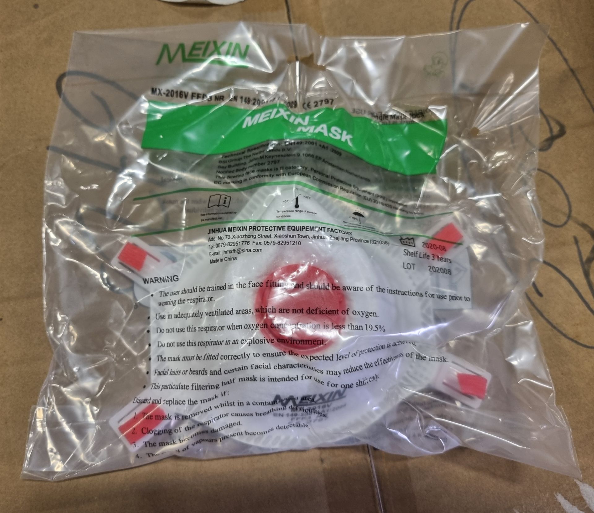 10x boxes of Meixin MX-2016V FFP3 dust mask/respirator - 200 units per box - OUT OF DATE - Image 3 of 4