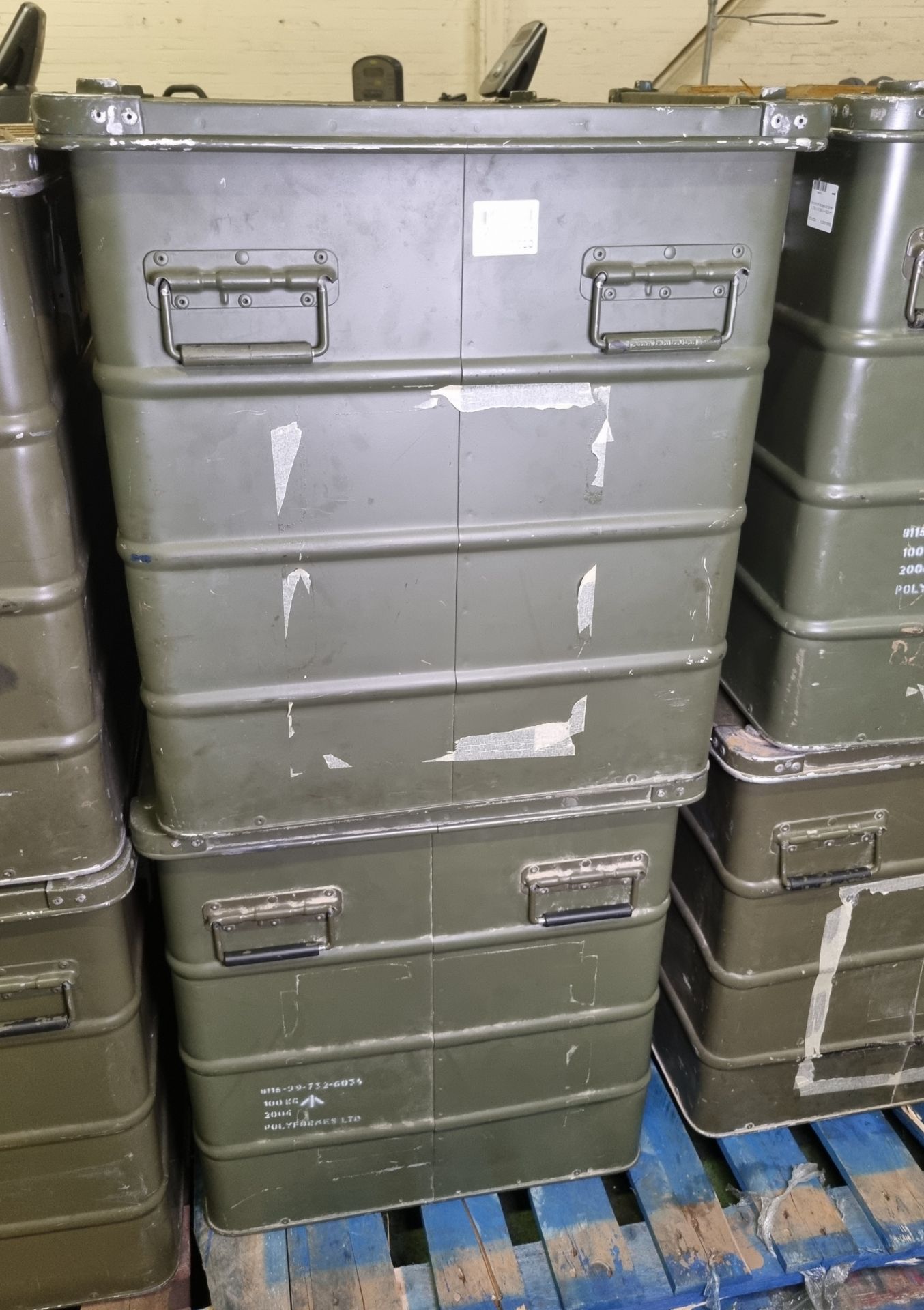 2x Aluminium storage containers - L 790 x W 590 x H 620mm