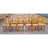 12x Wooden chairs with rear book holder - L 420 x W 420 x H 820mm