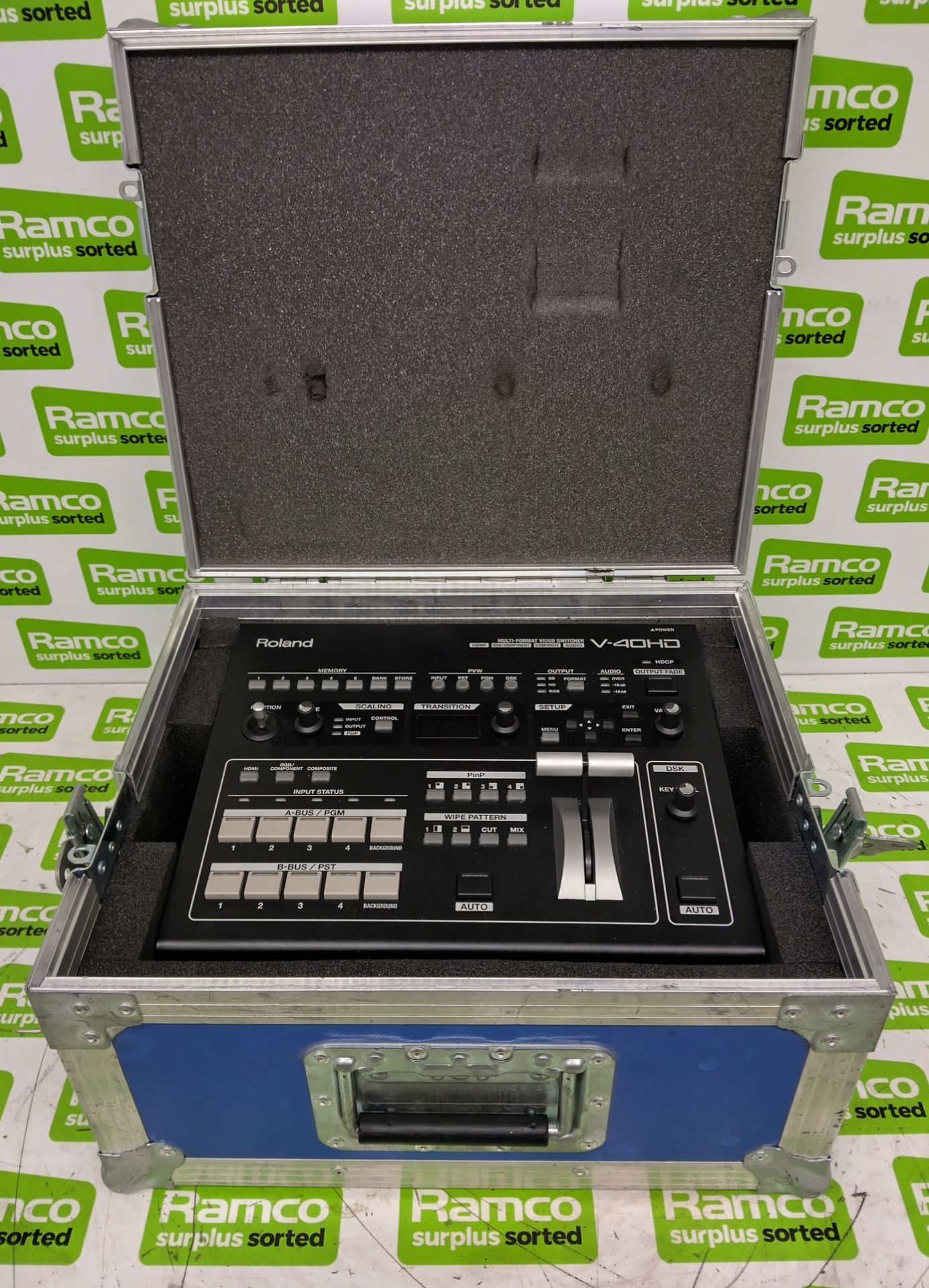 Roland V-40HD multi-format video switcher with flight case