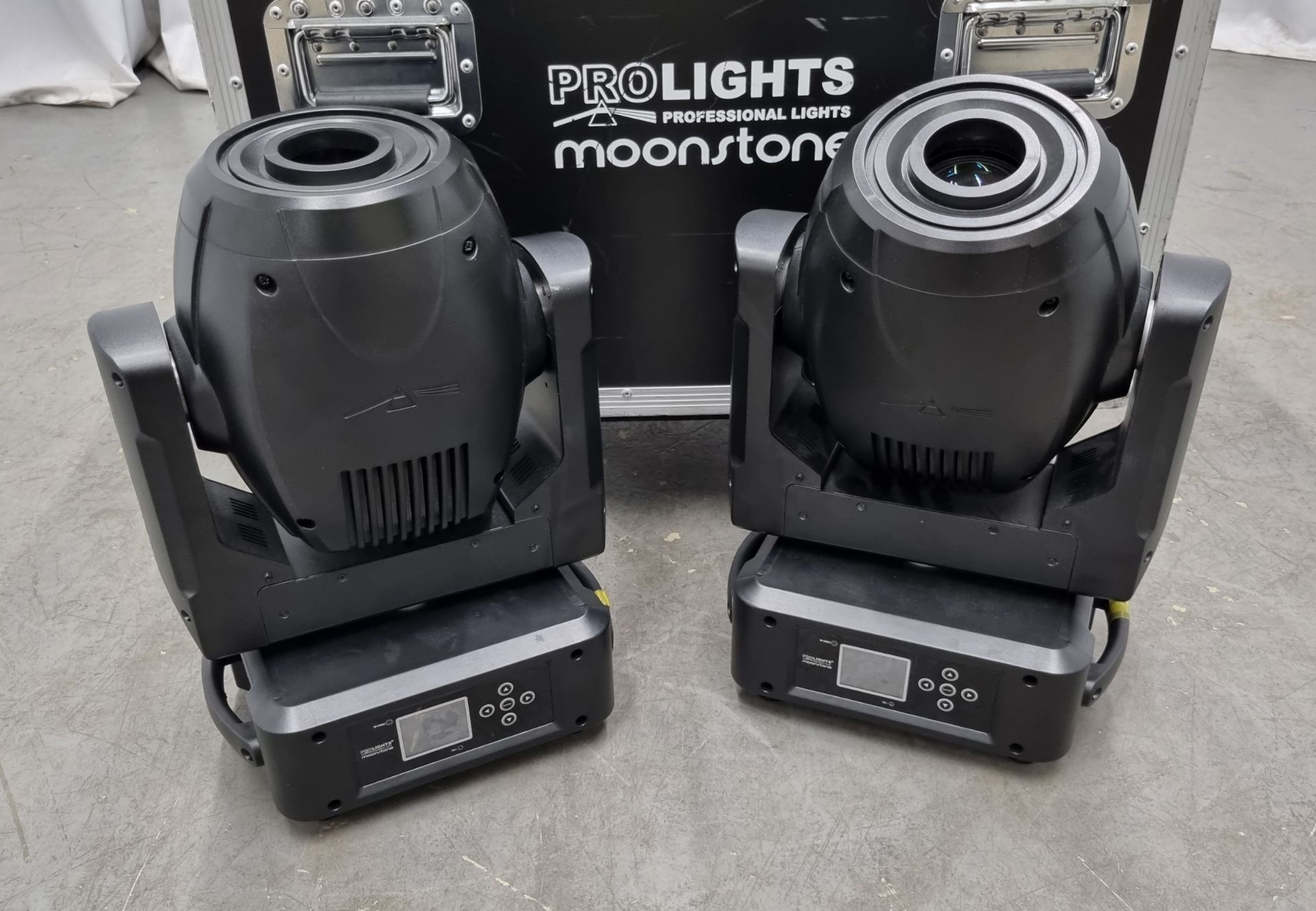 2x Prolights Moonstone LED spot moving head lights with flight case - Image 2 of 13