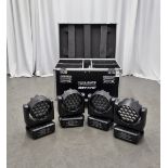 4x Prolights Diamond 19CC 19x15W moving LED wash lights with flight case