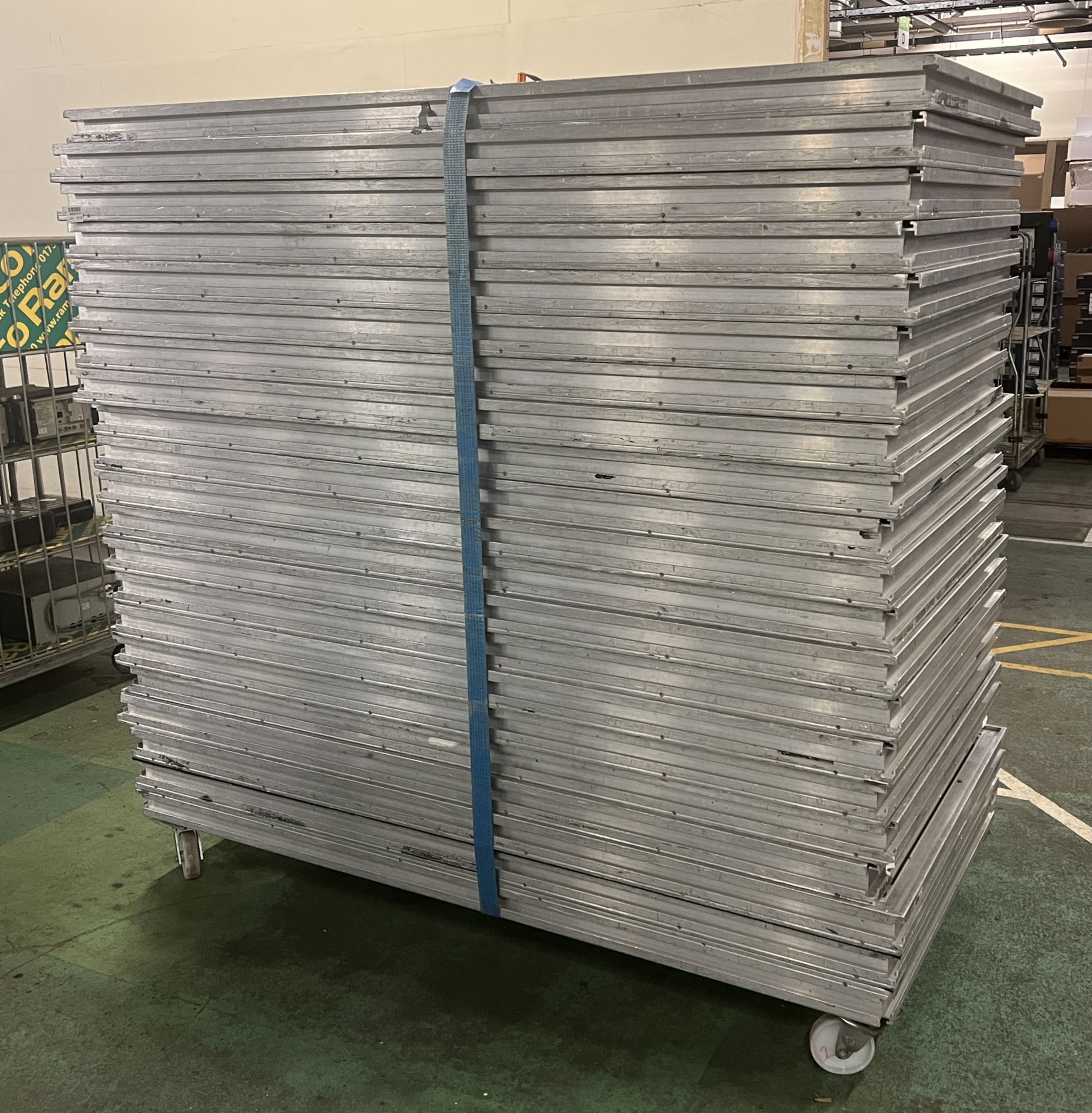 21x Aluminium stage/platform deck sections - W 2000 x D 1000 x H 85mm per section - NO STANDS/FEET