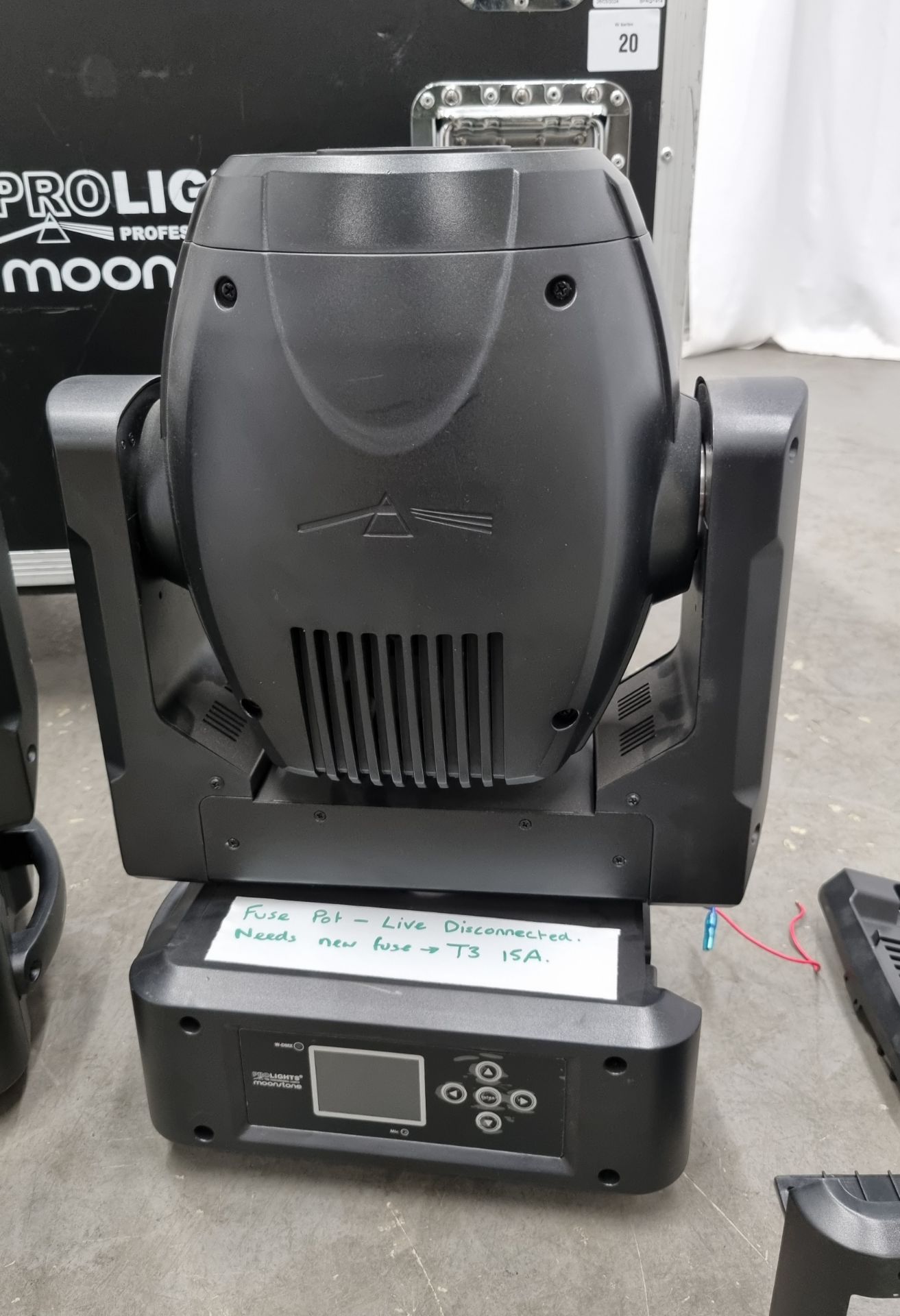 2x Prolights Moonstone LED spot moving head lights with flight case - 1x LIGHT SPARES OR REPAIRS - Image 4 of 14