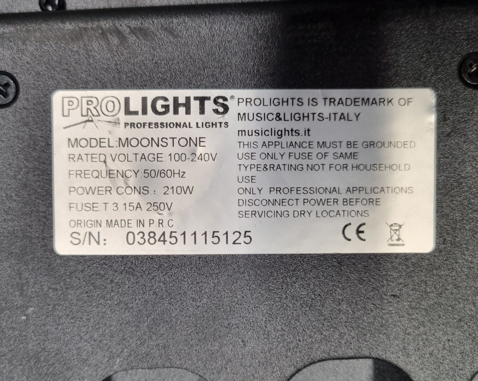 2x Prolights Moonstone LED spot moving head lights with flight case - Image 11 of 13
