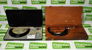 2x Starrett 436 3 - 4 inch micrometer calipers with cases