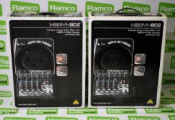 2x Behringer XENYX 802 8-input 2-bus mixers - boxed