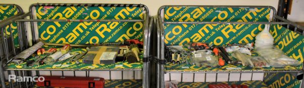 Various hand tools - 4x Paint brushes - mixed, hand saw, ripping bar, spanners, fastener & more