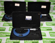 3x Moore & Wright 966B 3-4 inch micrometer calipers with cases