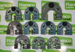 10x adjustable snap gauges - 0 - 6mm, 6 - 13mm, 13 - 19mm and 38 - 44mm