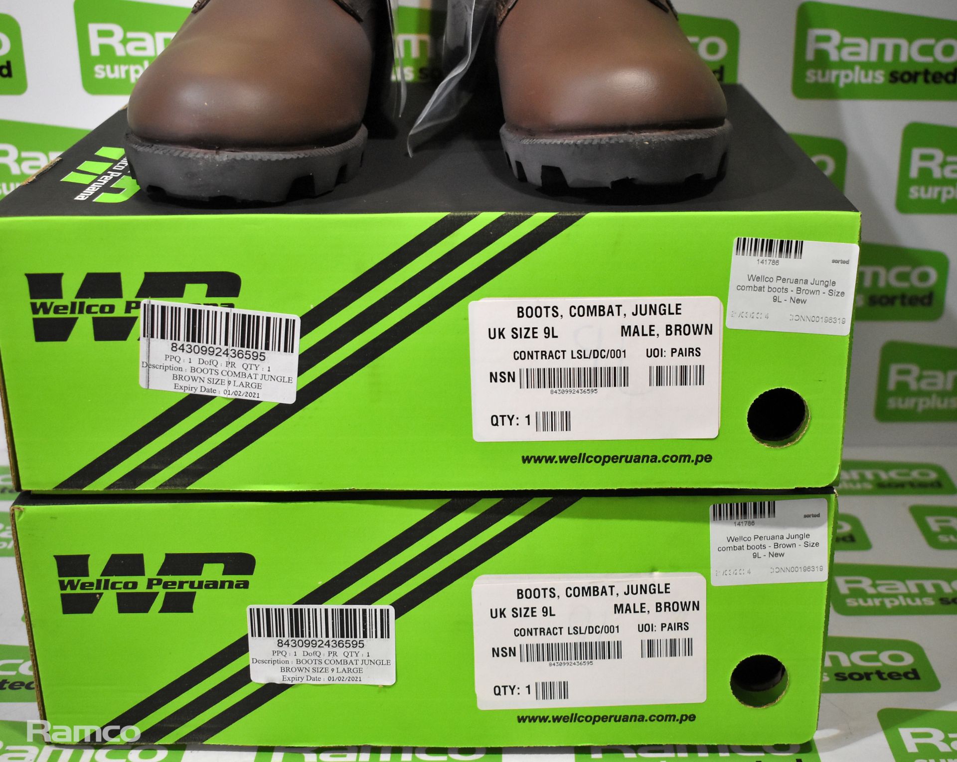 2x Pairs of Wellco Peruana Jungle combat boots - Brown - Size 9L - New - Image 6 of 6