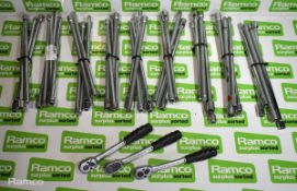45x 3/8 inch socket extension bars - 300 mm, 3x JG Acesa 3/8 inch socket wrench handles