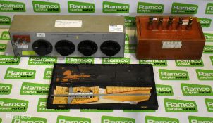 Metric vernier depth gauge, WY 3053 unite decade resistance box, Standard resistance box - DAMAGED