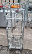 Four sided single door roll cage with 3 shelves - W 420 x D 675 x H 1295mm