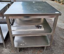 Stainless steel prep table with open shelving - L 1000 x D 850 x H 920mm