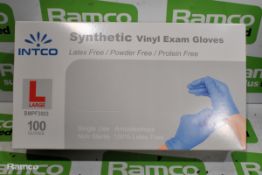 4x Cases of Intco synthetic vinyl exam gloves - 10 boxes per case - 100 gloves per box