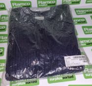 15x British Forces Navy blue round neck jumpers - sizes 10x 124, 2x 112, 3x 100