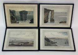 A framed group of four coloured bookplates by William Daniel (1769-1837) titled, Wick Caithness,