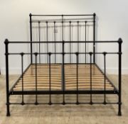 A Victorian style bed frame, of black painted tubular aluminium construction. H146cm, W153cm,
