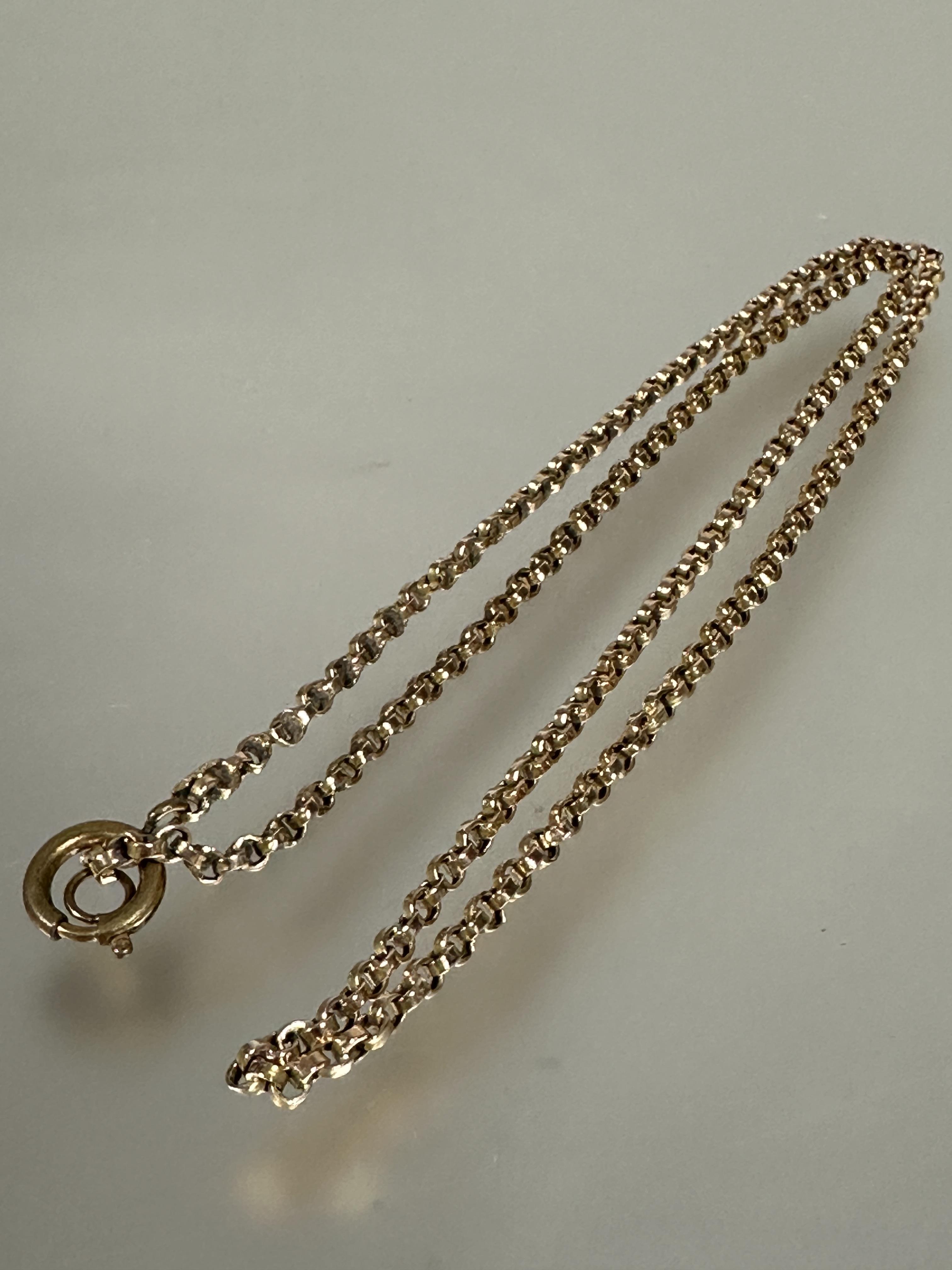 A 9ct gold belcher link guard chain mounted with brass clip fastening, (L x 26.5 cm) 8.5g - Image 2 of 2