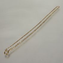A 9ct gold belcher link guard chain mounted with brass clip fastening, (L x 26.5 cm) 8.5g