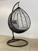 A contemporary hanging basket 'egg' chair. H200cm