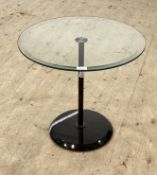 Attributed to Vico Magistretti, A Hollywood Regency style coffee table, the circular glass top