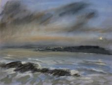 Jim Manley (British 1934-), Shoreline scene, pastel on paper, signed bottom right in a wooden