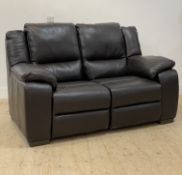 A contemporary leather upholstered two seat electric reclining sofa (untested) H104cm, W180cm,