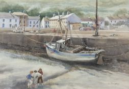 Leo Donaghy (Irish), Low Tide Passage East, watercolour, signed bottom right in a wooden mounted