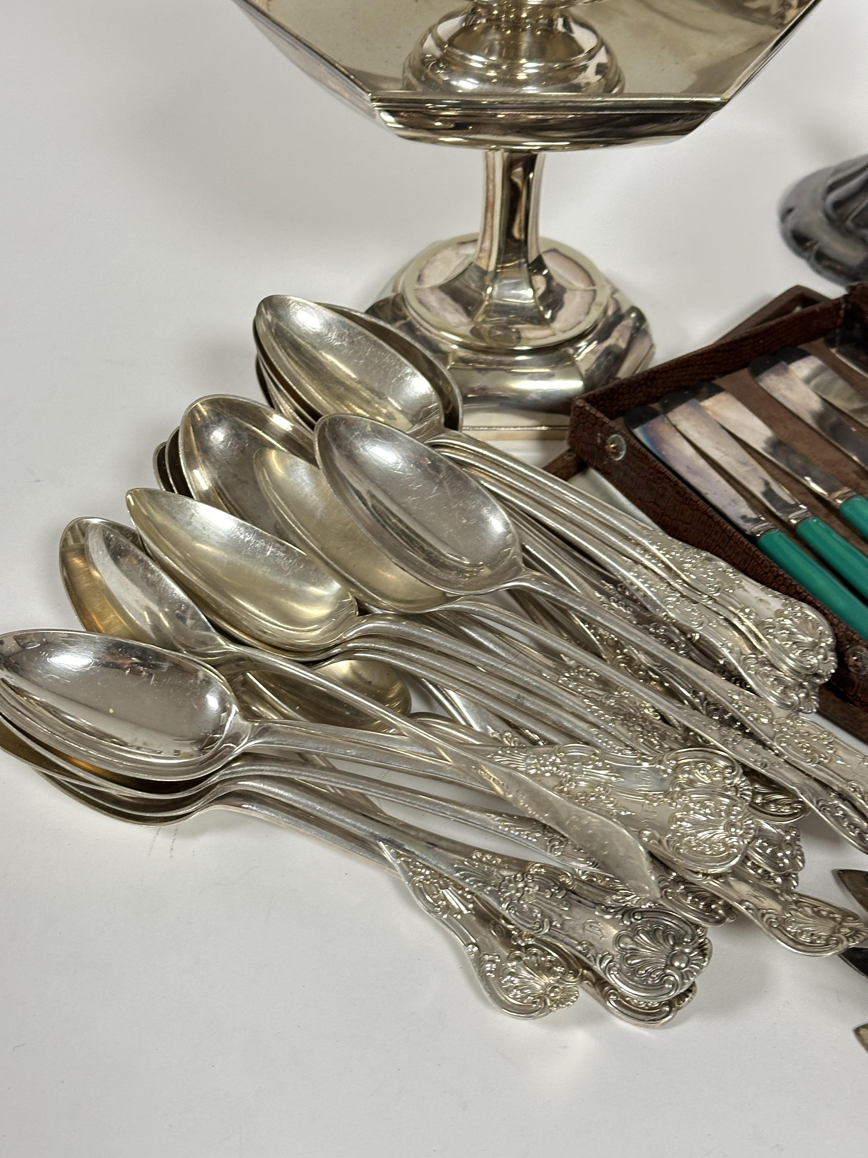 A collection of Epns including thirty single struck Kings Pattern table spoons, two large serving - Image 3 of 5