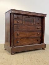 A mid 19th century Scottish mahogany chest, fitted with a millinery drawer flanked by four short and