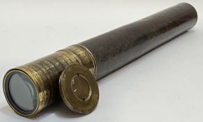 A lacquered brass two draw telescope by P. Frith & Co., London (engraved mark), with lenses and caps