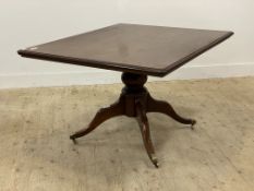 A 19th century mahogany tilt top breakfast table, the rectangular top with moulded edge above a